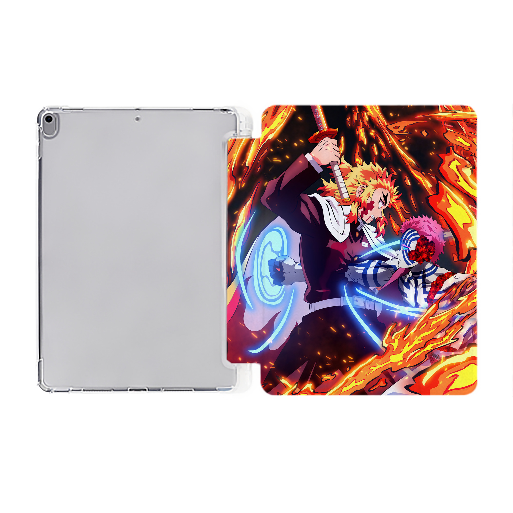 （画像用） 炎柱-煉󠄁獄 杏寿郎／れんごく きょうじゅろう Rengoku Kyoujurou IPad ケース ペン収納付き 三つ折りスタンド PUレザー×シリコン 対応機種9.5/10.5/10.9インチ